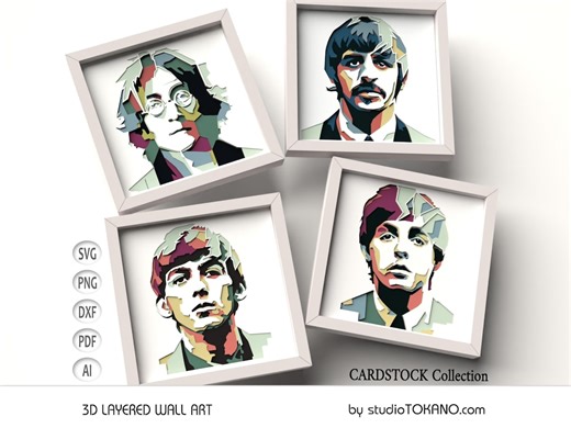Beatles Shadow Box SVG Bundle | 4 Layered Portrait Designs | 3D Papercut Wall Art | Cricut & Laser Cut Files - Etsy