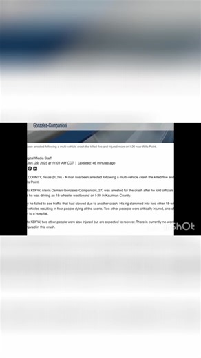 This week we're sharing the heartbreaking story of a fatal semi-truck accident on Interstate 20 near Terrell, Texas. We explore the details of the crash, which claimed five lives and left families shattered. We also discuss the investigation and the critical conversation around driver fatigue and road safety. #TexasTruckAccident #TruckingAccidents #Interstate20 #DriverFatigue #RoadSafety #FatalAccident #DallasNews #TexasNews #BreakingNews #News | Trucking life with shawn