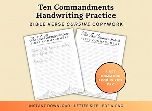 First Commandment Cursive Handwriting Practice – Scripture Memory Verse Printable | Exodus 20:3 KJV Worksheet - DIY Homeschool PDF - Etsy