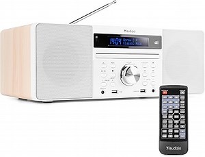Audizio Prato - DAB Radio mit CD Player, MP3-Player, Bluetooth Radio, USB, DAB+, FM-UKW, Fernbedienung, Sleeptimer, Kompaktanlage mit Weckfunktion, Weiß