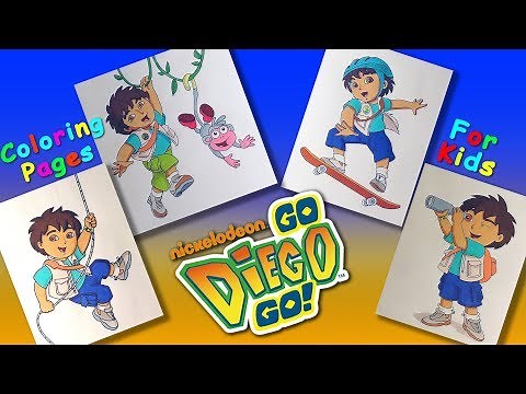 Go Diego Go cartoon characters #ColoringPages #forKids #LearnColors and Draw with Diego