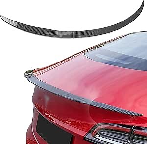 Fit Tesla Model Ｙ Spoiler Rear Spoiler Wing Lip Tail Trunk Spoiler Cover Compatible with 2017-2023 2024 Tesla Model Ｙ Accessories, Glossy Carbon Fiber
