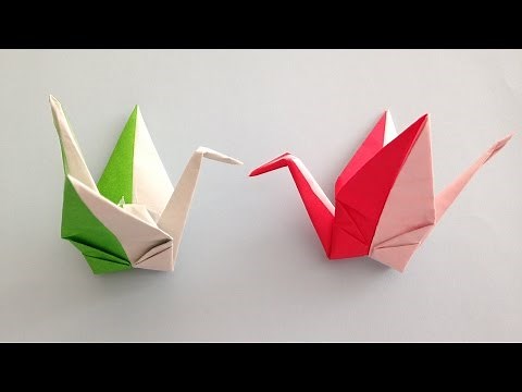 折り紙Origami 紅白の鶴 簡単な折り方