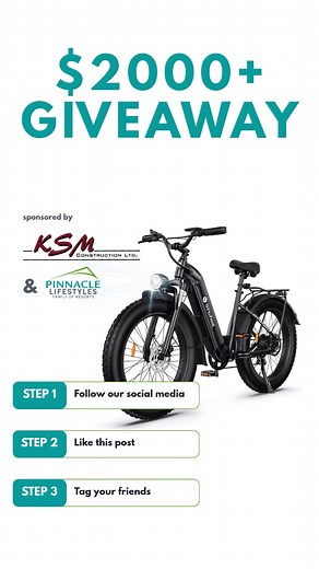 ADVENTURE CONTEST ALERT! $2,000 Ultimate Adventure Escape is ON! Sponsored by KSM Construction & Pinnacle Lifestyles. This is your chance to WIN a full-throttle, gear-packed getaway! THE GRAND PRIZE INCLUDES: • 🏕️ 2-Night Cabin Stay at Pinnacle Trails Resort (Edson, AB). Your premium basecamp. • 🚲 1500W Fat Tire E-Bike to Conquer any trail. • 🎥 GoPro HERO10 Action Cam. Capture every moment. • 🔥 Adventure Camp Cook Set & S’mores Kit. Fuel your exploration. We deliver the gear; you make the me