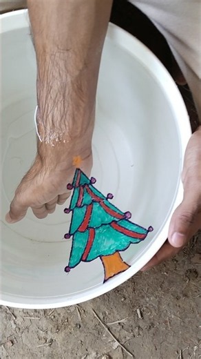 merry Christmas 🎁 lighting 🎄🌲🌲 tree by floating pen 🖊️🖋️ drawing #shorts #easy #art #viral