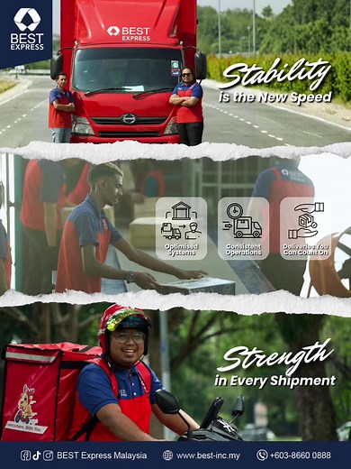 🛵Fast delivery matters — but stable operations matter more. This year, we’re strengthening our systems and operations to ensure your parcels move smoothly, even during peak periods💪. Looking courier to send your parcel? Click link in bio. #BESTExpress #BESTExpressMalaysia #HandledbytheBEST #LogisticsMalaysia #CourierDelivery