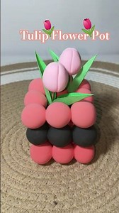 DIY Tulip🌷 Flower Pot 🌷 Clay Craft #diy #shorts #viralshorts #craftideas