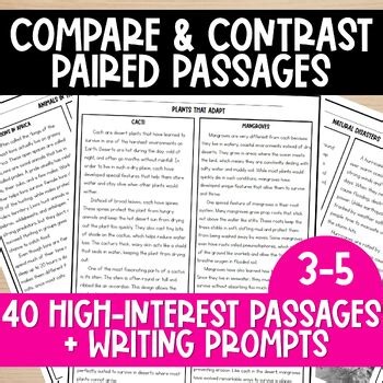 Compare and Contrast Paired Passages with Graphic Organizers & Writing Prompts