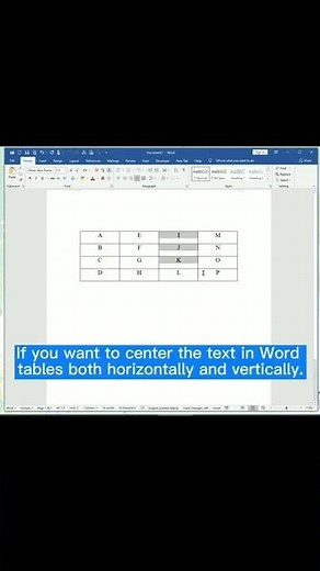 How to Center the Text in Tables of Word