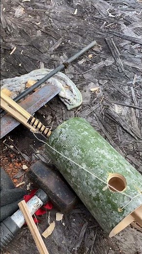 【自作くくり罠】竹と廃品のバネでくくり罠を自作