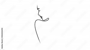 Model women faces and figures beauty salon Continuous single line art Animation. Animated Video young girls Motion Graphics work.