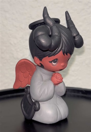 Handmade Fallen Angel Sculpture with Muted Colors