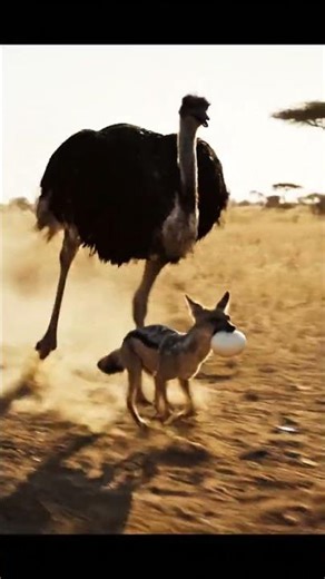 Angry Ostrich Chases Egg Thief