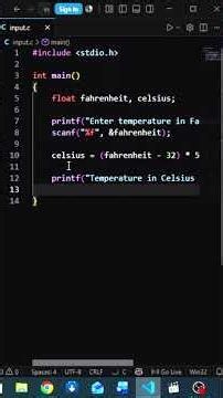 Fahrenheit to Celsius in C 🔥❄️ Easy Formula Explained #coding #cprogramming #shorts