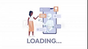 Animated AI assistant loader. Administrative service. Flash message 4K video footage. Color isolated loading wait-animation indicator with alpha channel transparency for web design, social media