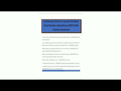 California Driver License Written Test Practice Questions 2025 With Correct Answers65