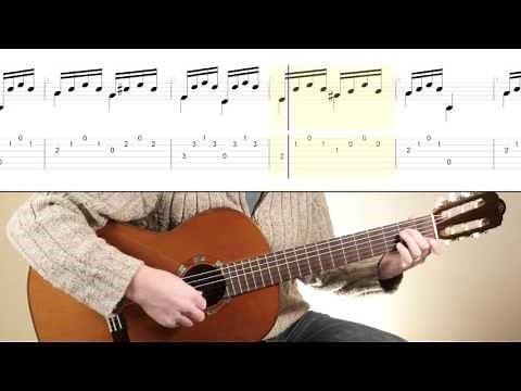 'Study In A Minor' - D. Aguado. Simple classical guitar piece with score and TAB