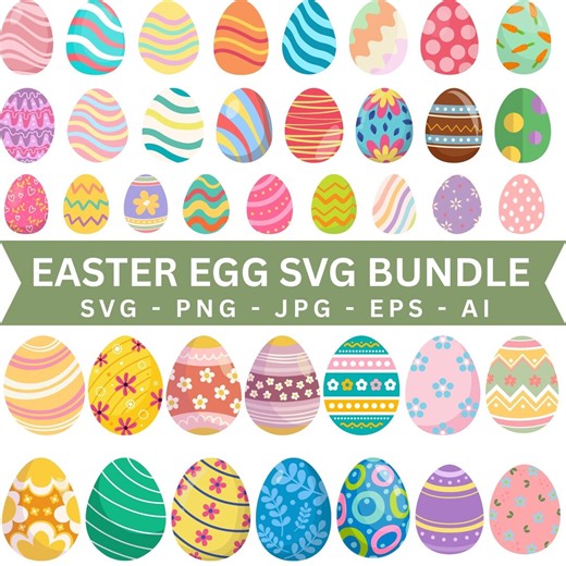 Easter Eggs Bundle SVG, Easter Cricut Files, Happy Easter Vector, Easter Gift Svg, Egg Clipart, Cute Easter Egg Clip Art, Instant Download. - Etsy