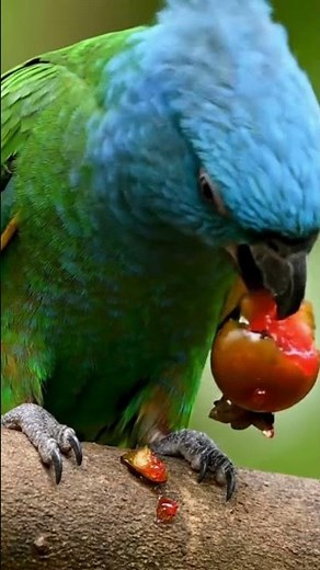 Nature’s Jewel The Rare Blue Crowned Parrot in Action