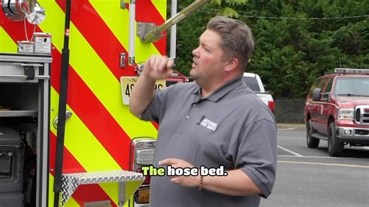 Engine 474 from the rear. Serving as a brush unit with the ability of structural firefighting, the engine carries 800’ of 5” hose on top of a 750 gallon water tank with a 1250 GPM pump. Attack lines off the crosslays and booster lines down below, Engine 474 is suited for whatever is thrown at it. For more information, check out the Behind the Build video on YouTube or visit @fireandsafetynj website at www.f-ss.com. #nationalfireradio #apparatusinnovation #fss2024project | National Fire Radio