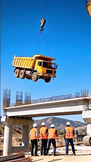 $1 MILLION MISTAKE! Overweight Truck Drops and SMASHES Construction Site! #fail#crane #truck #shorts