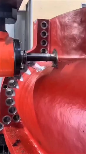 Brillianttechmech on Instagram: "Heavy Machining: Precision Spot Facing on a Giant Casting! 🔴⚙️ ​Feel the scale of heavy industry! This video captures a massive CNC Horizontal Boring Mill performing a "spot facing" operation on a large industrial housing (likely for a gearbox or pump). ​The Art of Surface Preparation ​Why cut these flat circles? It isn't just for looks; it is essential mechanical engineering: ​The Task: The holes are already drilled, but the surface of the cast metal is rough a