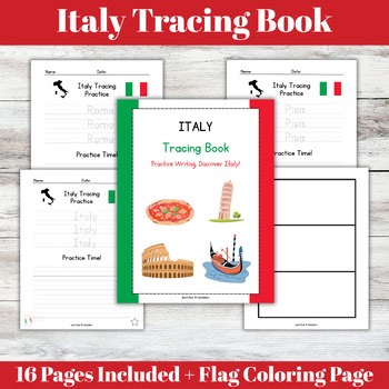 Italy Tracing Worksheets | Handwriting Practice   Flag Coloring Page