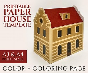 Modèle de maison imprimable en papier 3D • Architecture européenne (A3 et A4) - Etsy France