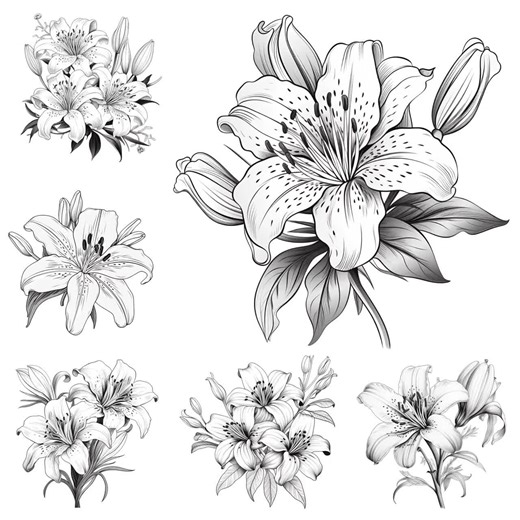 Flowers PNG | 70 Lily Flowers Png | Lily Flowers PNG | Wildflowers PNG | Doodle Flowers | Flowers Clip Art | Line Drawing | Floral Bundle - Etsy
