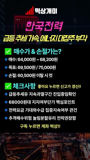 한국전력 주가분석 #전력주 #전기요금 #에너지대장주 #공기업주