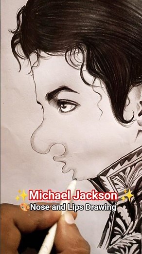 🤯🎨 Easy Nose and lips drawing tutorial | How to draw Michael Jackson #drawing #art #shorts #viral