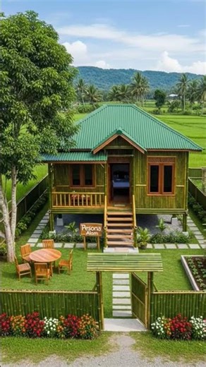 Rumah Bambu unik asri indah #rumah #rumahidaman #desainrumah #rumahbambu #rumahunik #rumahkayu