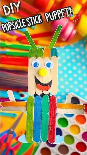 DIY Popsicle Stick Puppet – Fun & Easy Craft for Kids! 🎨✨ #diy #craft #craftyfun #kids