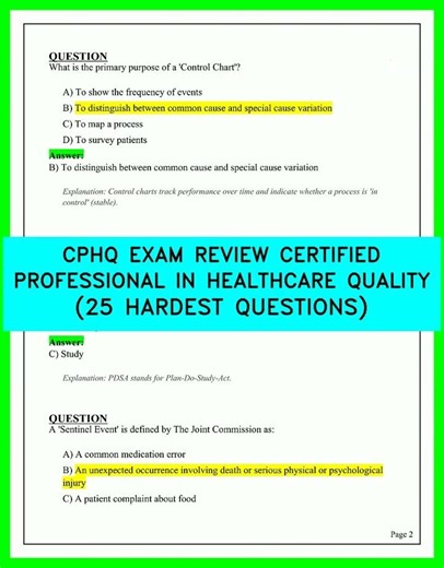 CPHQ EXAM REVIEW Certified Professional in Healthcare Quality 25 Hardest Questions Exam Video 2026