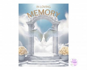 In Loving Memory PNG, Heavens Gate, Cloudy Sky Memorial Background, Stairs to Heaven, Funeral Service, Angel Wings, Digital Download - Etsy