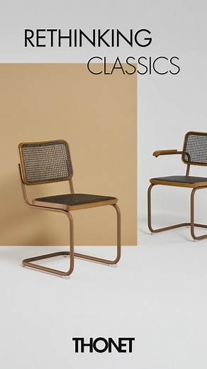 Thonet on Instagram: "Rethinking classics by @sebastianherkner : Cantilever chairs S 32 / S 64 🖤 Which colour would you chose? 📷 @fabianfrinzel"