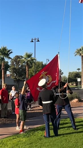 🇺🇸 Honoring 250 Years of the United States Marine Corps 🇺🇸 A bagpiper played the Marine Corps Hymn as the City of Litchfield Park celebrated the 250th birthday of the U.S. Marine Corps today. Resident and Marine Corps veteran Roger Colehower, who has attended this ceremony for more than 20 years, joined fellow veterans and community members for the tribute. Students from Litchfield Elementary’s Flag Club assisted the color guard in raising the flag, while Mayor Schoaf read the city’s proclam