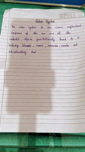 write a short note in solar system