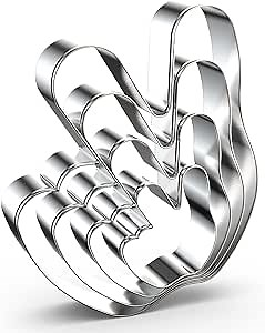 Peace/Victory Hand Sign Fingers Cookie Cutter Set for Baking, 5/4/3/2 Inch, 4 Piece, Stainless Steel