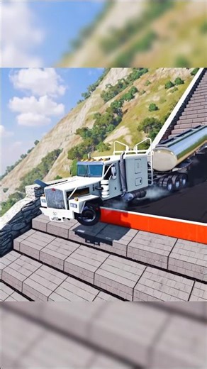 When a Giant Fuel Tanker Faces 1000 Stairs… BOOM 💥 #cargames #beamngdrive #shorts