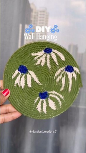 DIY Macramé Cord Flower Inspired Painting 🌸 | Easy flower Art Tutorial🧵🌿🎨#youtubeshorts #diy#art