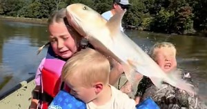 Huge Fish Jumps Out Of Water And Slaps Three Terrified Children In Face