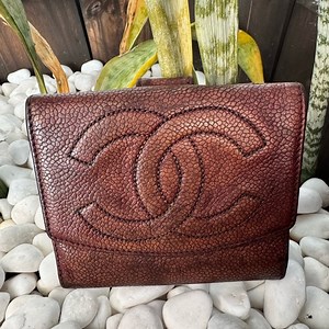 Vintage Chanel Brown Leather CC Logo Wallet – Made in Italy, 1980s