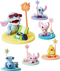 MINISO Disney Lilo & Stitch Series Beach Vacation Photo Folder Blind Box Figure Model, Lilo & Stitch Series Characters Random, Collectible Figures for Home Decor Birthday Gifts, Single Box