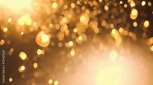 Gold glitter background with sparkle shine light confetti Abstract motion background shining gold particles Shimmering Glittering Particles With Bokeh Seamless 4K loop video 3d animation