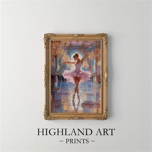 Elegant Dance in Pink Tutu, Classic Ballet, Impressionistic Stage Scene, Digital Art 432