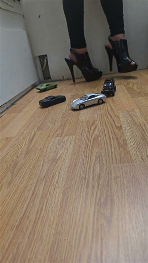 Stepping on toy cars in heels #asmrcrush #highheels #crushtest #walkinginheels