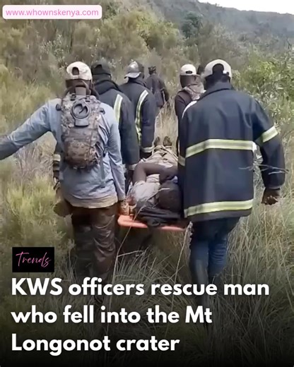 4.6K views · 39 reactions | KWS officers rescue Bildad Simiyu, a man who slipped on Saturday night and fell into the crater of Mt Longonot. | Who Owns Kenya | Facebook