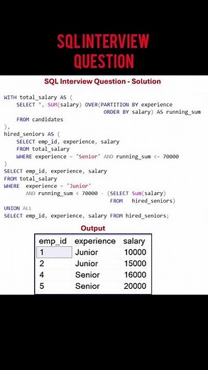 Sql Interview Question ❓👇#sql #interview #sqlforbeginners
