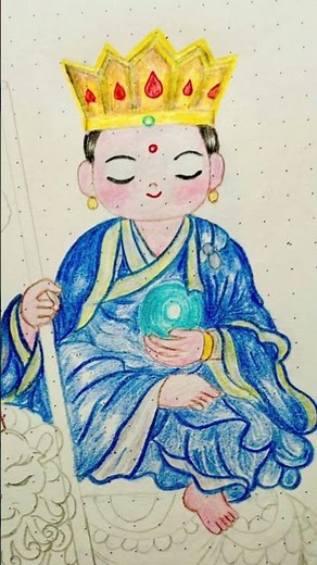 Drawing a Picture of Ksitigarbha Bodhisattva | Khanh Hoa | Ksitigarbha Bodhisattva Community #ken...